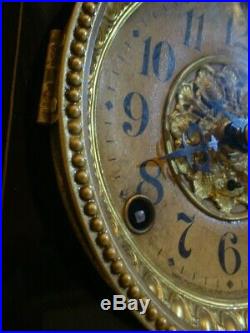 Professionally Restored Antique Seth Thomas Black Mantel Clock Shasta model Runs