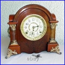 RARE ANTIQUE SETH THOMAS MODEL TYNE MANTEL CLOCK C/1904 8 DAY WithKEY WORKS