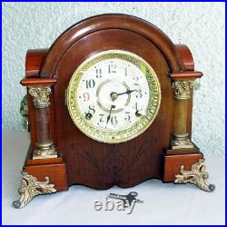 RARE ANTIQUE SETH THOMAS MODEL TYNE MANTEL CLOCK C/1904 8 DAY WithKEY WORKS