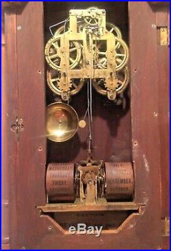 RARE ANTIQUE SETH THOMAS SOUTHERN CLOCK Co. DOUBLE DIAL CALENDAR CLOCK 1875