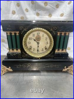 RARE SETH THOMAS Automatic 8 DAY LONG ALARM ADAMANTINE MANTLE CLOCK Year 1906