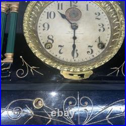 RARE SETH THOMAS Automatic 8 DAY LONG ALARM ADAMANTINE MANTLE CLOCK Year 1906