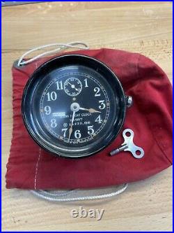 RARE Vintage Mark I US Navy 1941 Ship's Boat Clock Seth Thomas WWII With Key