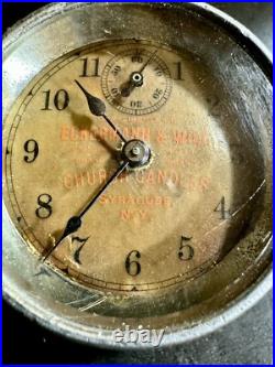 RARE antique Seth Thomas Advertising Clock PAPERWEIGHT Church Candles NY Ship