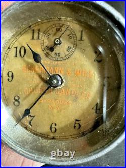 RARE antique Seth Thomas Advertising Clock PAPERWEIGHT Church Candles NY Ship