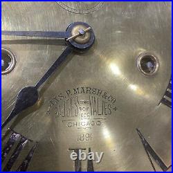 Rare 10.5inch ANTIQUE Jas P MARSH BRASS Ship Clock Made in 1891