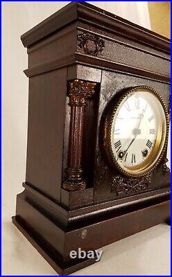 Rare 1900 Mahogany Porcelain Cordova City Clock Near Mint Working Seth Thomas