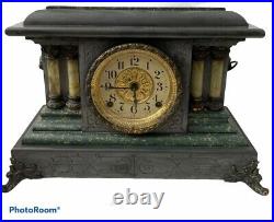 Rare Antique 1890-1905 Seth Thomas Clock Co. Adamantine Mantle Clock with Key