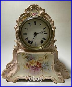 Rare Antique Germany Clock Royal Rudolstadt Porcelain Base Seth Thomas Movement