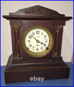 Rare Antique Seth Thomas Berkley Mahogany Mantel Clock Porcelain Face Working