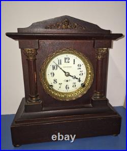 Rare Antique Seth Thomas Berkley Mahogany Mantel Clock Porcelain Face Working