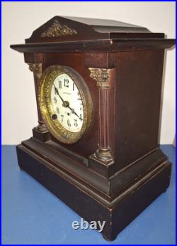 Rare Antique Seth Thomas Berkley Mahogany Mantel Clock Porcelain Face Working