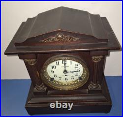 Rare Antique Seth Thomas Berkley Mahogany Mantel Clock Porcelain Face Working