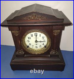 Rare Antique Seth Thomas Berkley Mahogany Mantel Clock Porcelain Face Working