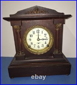 Rare Antique Seth Thomas Berkley Mahogany Mantel Clock Porcelain Face Working