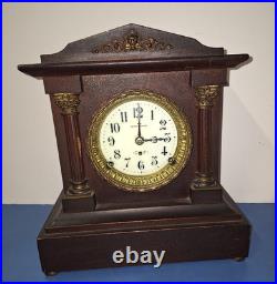 Rare Antique Seth Thomas Berkley Mahogany Mantel Clock Porcelain Face Working