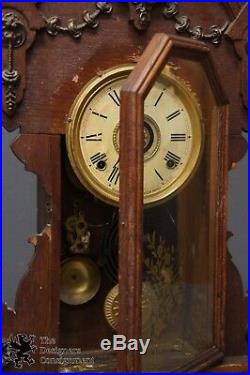 Rare Antique Seth Thomas Co 23 Mantel Clock 8 Day Chimes Figural Brass Accents