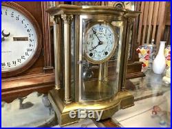 Rare Antique Seth Thomas Empire #65 Crystal Regulator Glass Mantle Chime Clock