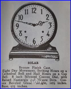 Rare Antique Seth Thomas Solar Bronze Desk / Mantel Clock Working 8 Day c. 1905