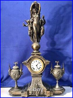 Rare Antique USA Seth Thomas Sons &co, Strike, Angels, Figural Metal Bronze Clock