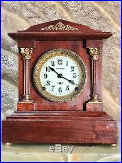 Rare Antique USA Seth Thomas Strikes Keywound Clock W Pendulum, Mahogany Case