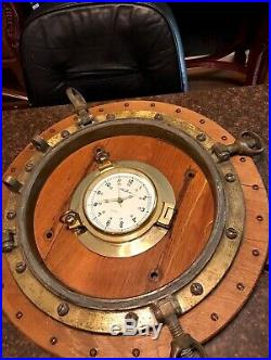 Rare Brass Porthole Vintage Seth Thomas Nautical Clock Runs Maritime Ship 22