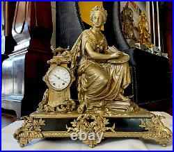 Rare HUGE Antique Seth Thomas & Sons Cast Metal Figural Mantel Clock