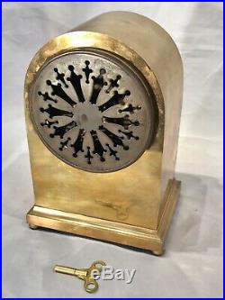 Rare Vintage Antique USA Seth Thomas Strikes Keywound Brass Clock W Pendulum