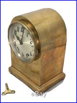 Rare Vintage Antique USA Seth Thomas Strikes Keywound Brass Clock W Pendulum