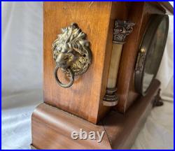 Rare Vintage Seth Thomas Adamantine Mantle Clock With Ornate Brass Has Key