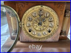 Rare Vintage Seth Thomas Adamantine Mantle Clock With Ornate Brass Has Key