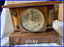 Rare Vintage Seth Thomas Adamantine Mantle Clock With Ornate Brass Has Key