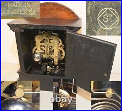 Restored And Scarce Seth Thomas Kent-1904 Antique Cabinet Clock Burl & Oak