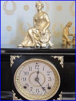 Restored Antique Seth Thomas Mode Mantle Clock with Statue Height with Statue 17