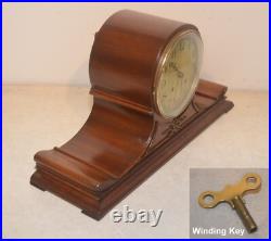 Restored & Rare Waltham Tambour 2-1920 Antique Time & Strike Clock In Mahogany Restored & Rare Waltham Tambour 2-1920 Antique Time & Strike Clock In Mahogany