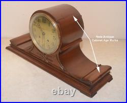 Restored & Rare Waltham Tambour 2-1920 Antique Time & Strike Clock In Mahogany Restored & Rare Waltham Tambour 2-1920 Antique Time & Strike Clock In Mahogany