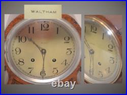 Restored & Rare Waltham Tambour 2-1920 Antique Time & Strike Clock In Mahogany Restored & Rare Waltham Tambour 2-1920 Antique Time & Strike Clock In Mahogany