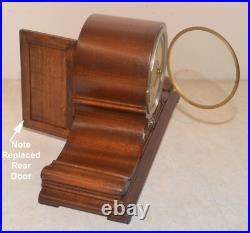 Restored & Rare Waltham Tambour 2-1920 Antique Time & Strike Clock In Mahogany Restored & Rare Waltham Tambour 2-1920 Antique Time & Strike Clock In Mahogany