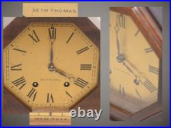 Restored Seth Thomas Antique Tambour 19-1924 Time&hour Strike Clock In Mahogany