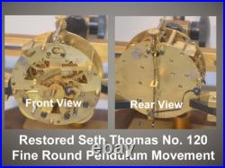 Restored Seth Thomas Antique Tambour 19-1924 Time&hour Strike Clock In Mahogany