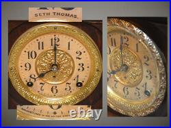 Restored Seth Thomas Kent 1905 Fine Antique Cabinet Clock In Fumed Oak