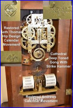 Restored Seth Thomas Parlor Calendar 11-1891 Antique Clock In Dark Fumed Oak