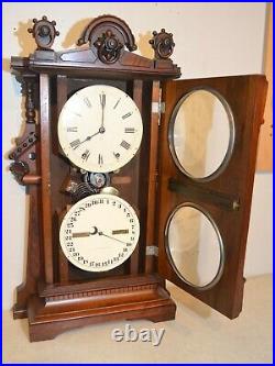 Restored Seth Thomas Parlor Calendar No. 9-1886 Antique Clock In Walnut & Burl