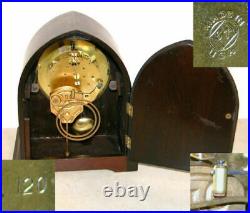Restored Seth Thomas York No. 4 Antique Gothic Cabinet Clock In Mahogany