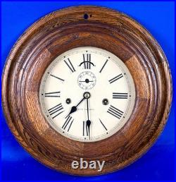 SETH THOMAS 14 In. PILOT / WARDROOM CLOCK RUNNING ORIGINAL OAK FINISH NICE