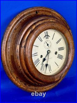 SETH THOMAS 14 In. PILOT / WARDROOM CLOCK RUNNING ORIGINAL OAK FINISH NICE