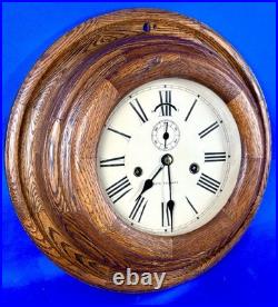 SETH THOMAS 14 In. PILOT / WARDROOM CLOCK RUNNING ORIGINAL OAK FINISH NICE