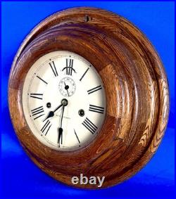SETH THOMAS 14 In. PILOT / WARDROOM CLOCK RUNNING ORIGINAL OAK FINISH NICE