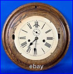 SETH THOMAS 14 In. PILOT / WARDROOM CLOCK RUNNING ORIGINAL OAK FINISH NICE