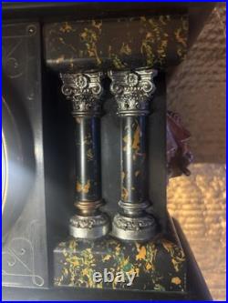 SETH THOMAS 1880 ANTIQUE MANTLE CLOCK, High Detail Cosmetic, 4 Pillar, Gold Lions